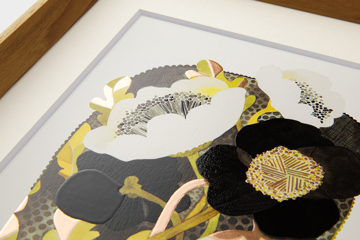 [Limited] Art Touch Kanae Kouno A4 Art Poster with Teak Frame / TOUCH & FLOW