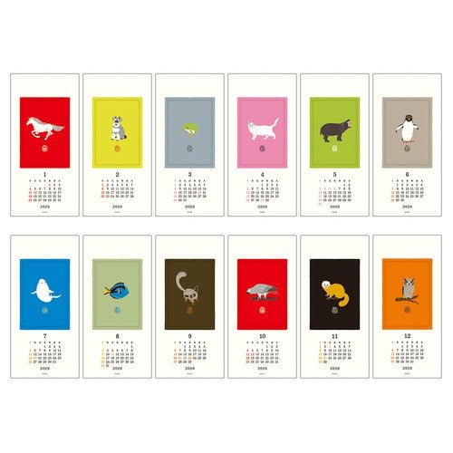 Animal Print Echizen Washi Paper Calendar 2026 / Midori DESIGNPHIL - bungu
