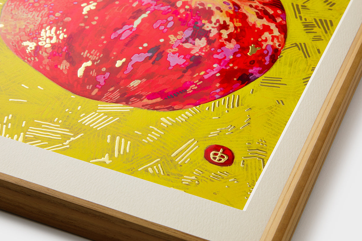 [Limited] Art Touch Yuko Kurihara A3 Art Poster with Teak Frame / TOUCH & FLOW