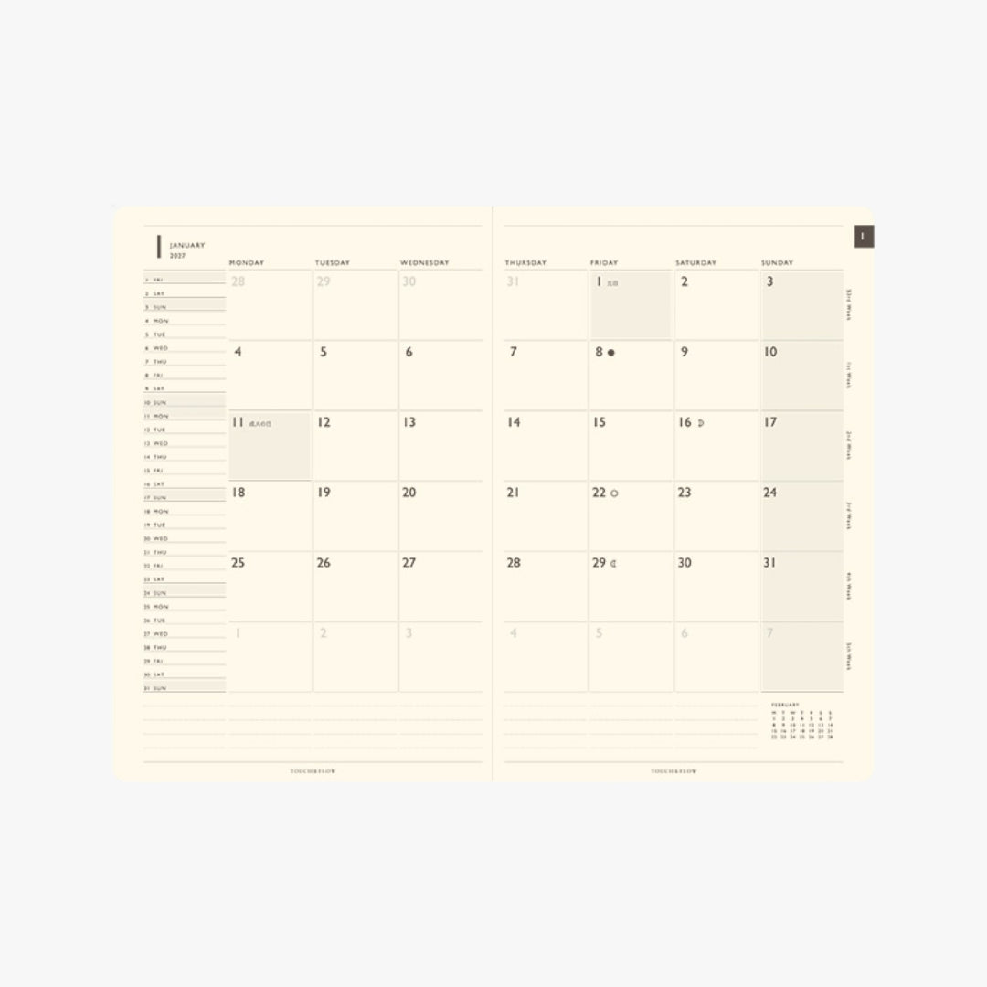 TODAY B6 Monthly Block and Memo Planner 2027 / TOUCH & FLOW