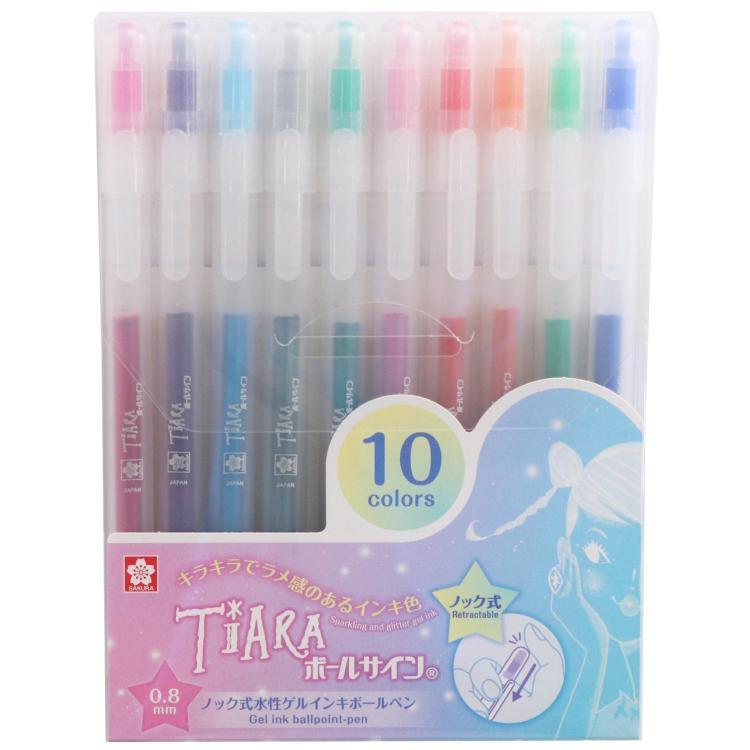 Ballsign Tiara Glitter Knock Pen 10 Color Set / SAKURA - bungu