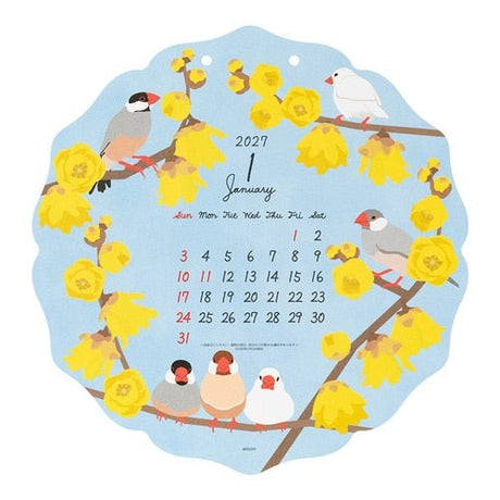 Bird Die-Cut Wall Calendar 2027 / MIDORI - bungu