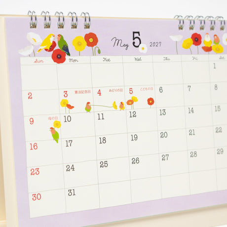 Bird Ring Desk Calendar 2027 / MIDORI - bungu