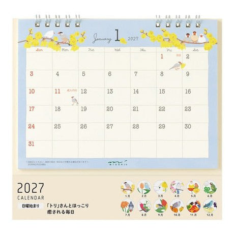 Bird Ring Desk Calendar 2027 / MIDORI - bungu