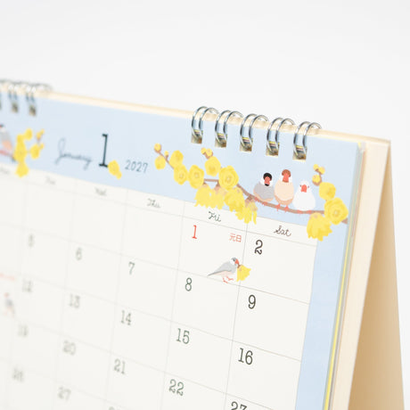 Bird Ring Desk Calendar 2027 / MIDORI - bungu