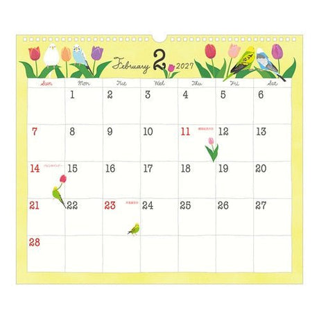 Bird Wall Calendar 2027 / MIDORI - bungu
