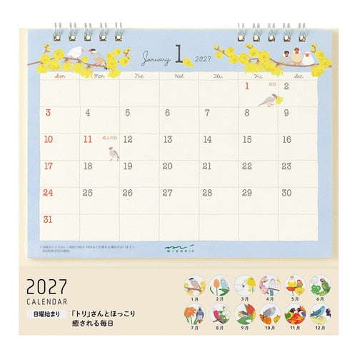 Bird Ring Desk Calendar 2027 / MIDORI