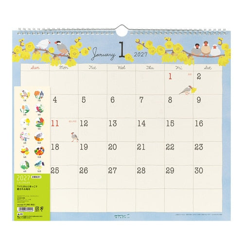 Bird Wall Calendar 2027 / MIDORI