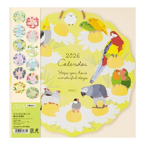 Birds and Seasonal Plants Die - Cut Wall Calendar 2026 / MIDORI - bungu