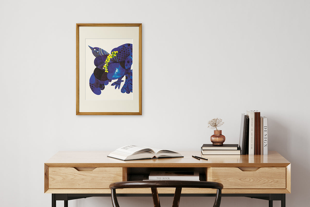 [Limited] Art Touch Kanae Kouno A3 Art Poster with Teak Frame / TOUCH & FLOW
