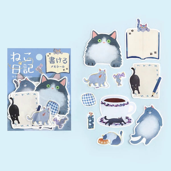 Foil Stamping "Cat Diary" Memo Flake Stickers / Background Music