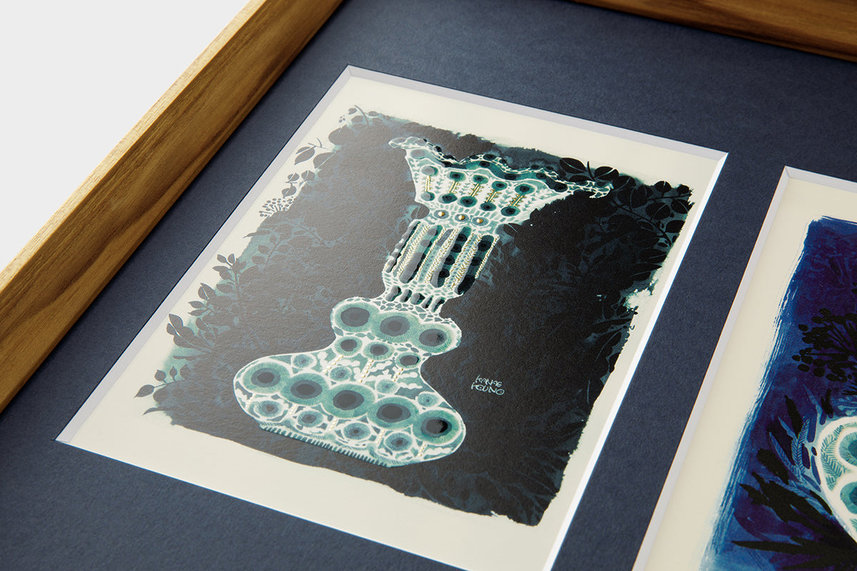 [Limited] Art Touch Kanae Kouno A3 Art Poster with Teak Frame / TOUCH & FLOW