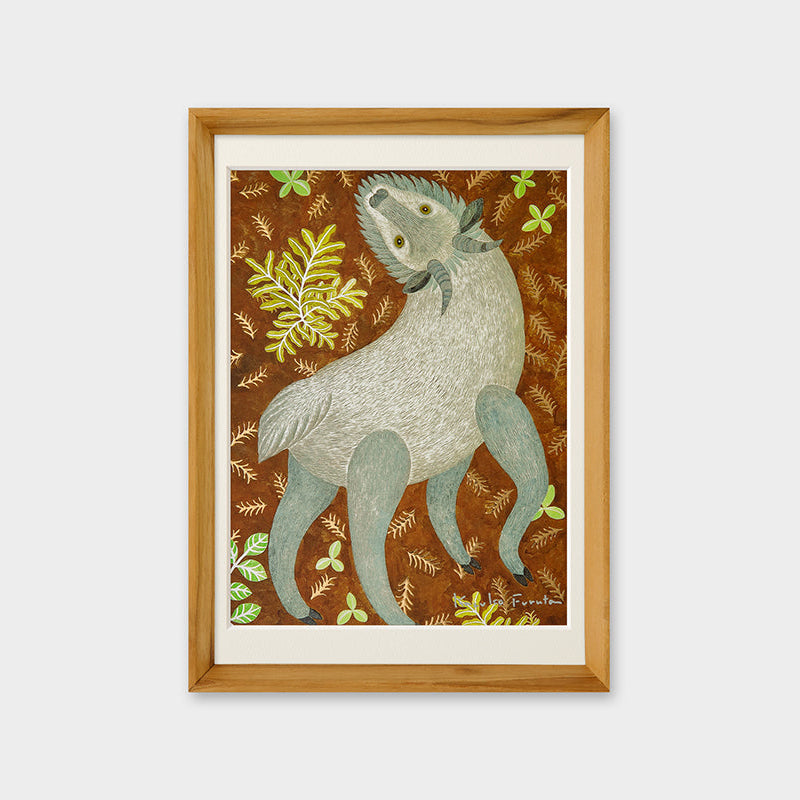 [Limited] Art Touch Kazuko Furuta A4 Art Poster with Teak Frame / TOUCH & FLOW