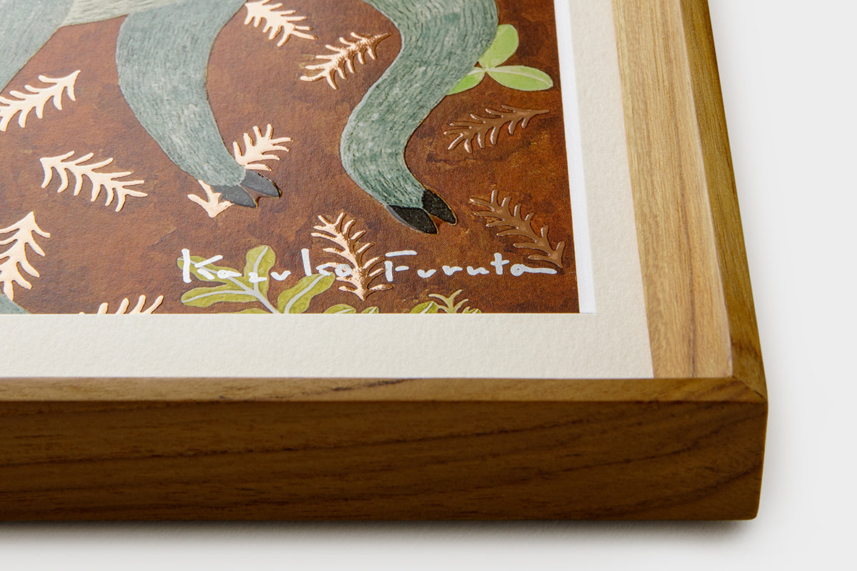 [Limited] Art Touch Kazuko Furuta A4 Art Poster with Teak Frame / TOUCH & FLOW