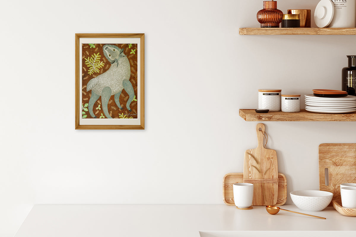 [Limited] Art Touch Kazuko Furuta A4 Art Poster with Teak Frame / TOUCH & FLOW