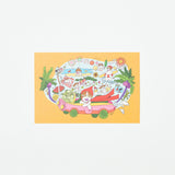 "Bruno’s Summer Road Trip" Washi Postcard by Angeli Machida / Bungu - bungu
