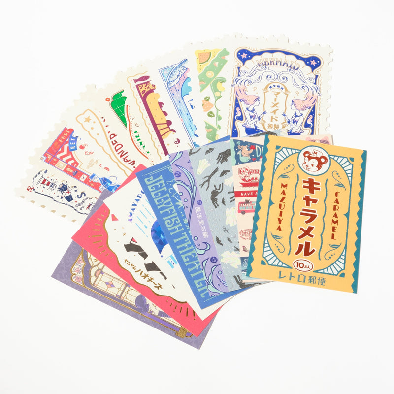 [BUNGU JOSHI HAKU] ROKKAKU × ob1 Foil Stamped Postcard Complete Set / ROKKAKU - bungu