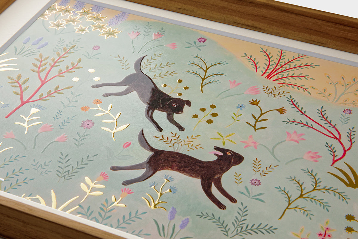 [Limited] Art Touch Kazuko Furuta A4 Art Poster with Teak Frame / TOUCH & FLOW