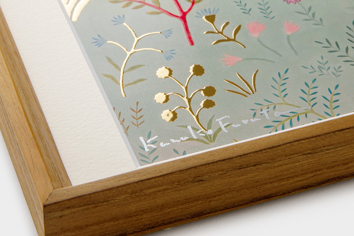 [Limited] Art Touch Kazuko Furuta A4 Art Poster with Teak Frame / TOUCH & FLOW