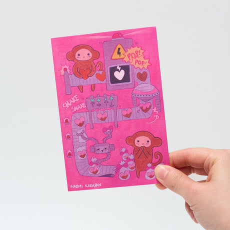 "Chocolate Factory of My Heart" Washi Postcard by Naomi Karabin / Bungu - bungu