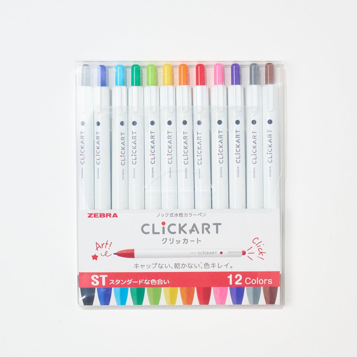 Clickart Water-Based Markers 12 Color Set / Zebra - bungu