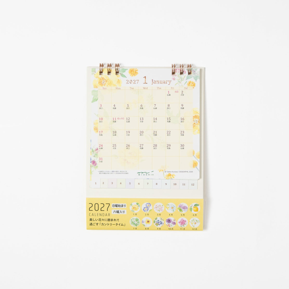 Country Time Floral Ring Desk Calendar 2027 / MIDORI - bungu