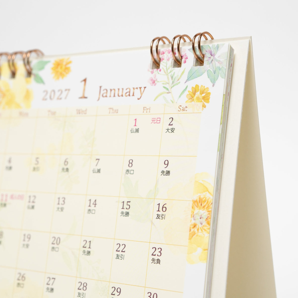 Country Time Floral Ring Desk Calendar 2027 / MIDORI - bungu