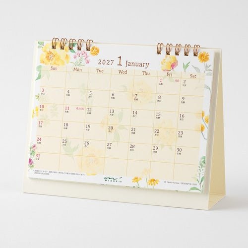 Country Time Floral Ring Desk Calendar 2027 / MIDORI - bungu