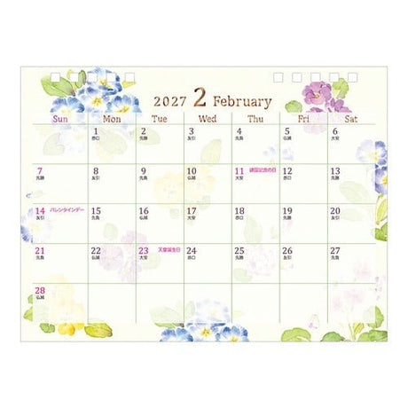 Country Time Floral Ring Desk Calendar 2027 / MIDORI - bungu
