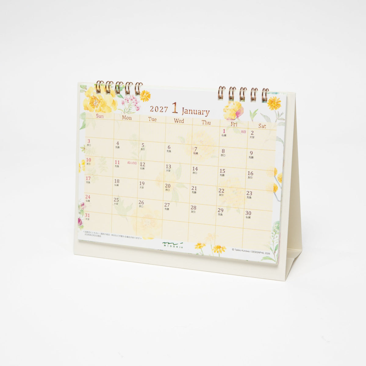 Country Time Floral Ring Desk Calendar 2027 / MIDORI - bungu