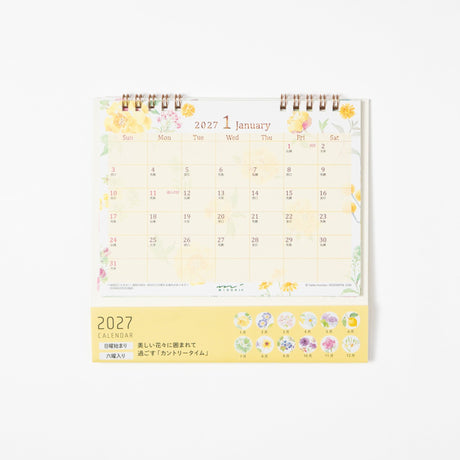 Country Time Floral Ring Desk Calendar 2027 / MIDORI - bungu