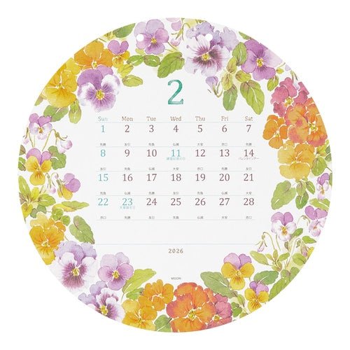 Country Time Floral Round Wall Calendar 2026 / MIDORI - bungu