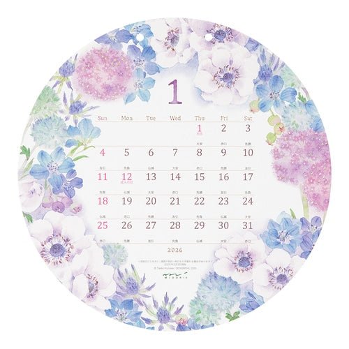 Country Time Floral Round Wall Calendar 2026 / MIDORI - bungu