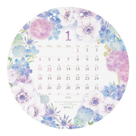 Country Time Floral Round Wall Calendar 2026 / MIDORI - bungu