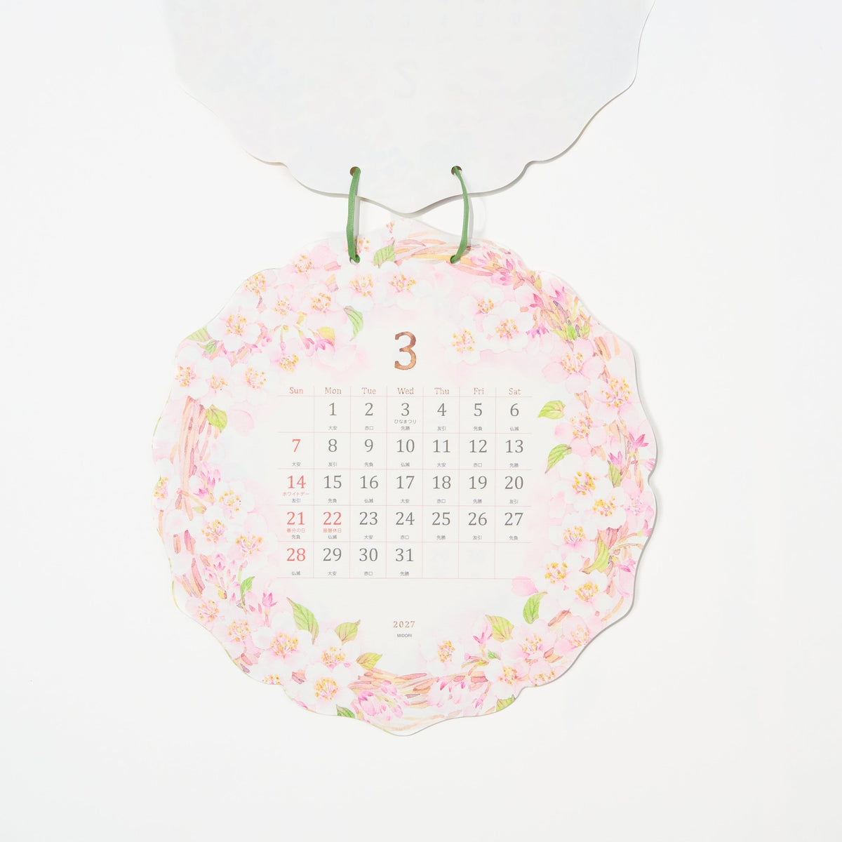 Country Time Wreath Die-Cut Wall Calendar 2027 / MIDORI - bungu