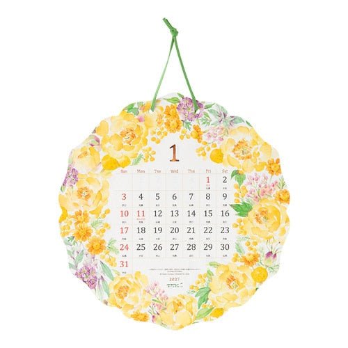 Country Time Wreath Die-Cut Wall Calendar 2027 / MIDORI - bungu