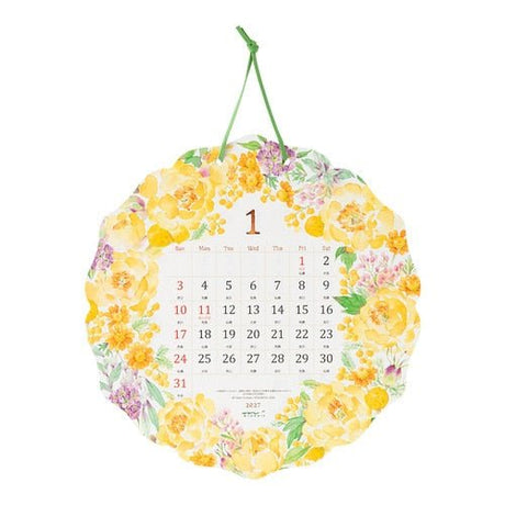 Country Time Wreath Die-Cut Wall Calendar 2027 / MIDORI - bungu