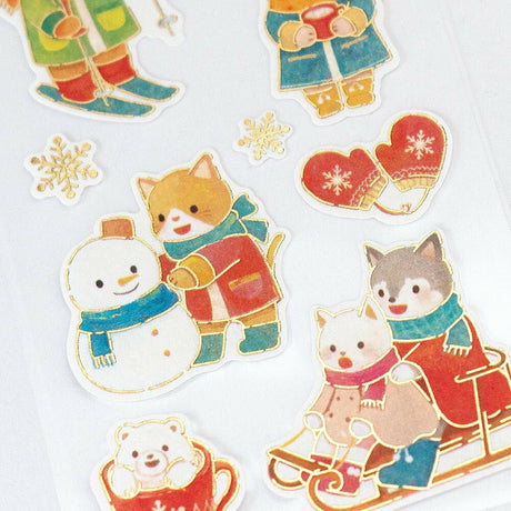 Cute Animal Christmas Stickers / NB - bungu