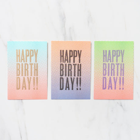 DOT 2 Greeting Cards HAPPY BIRTHDAY / Letterpress Letters - bungu