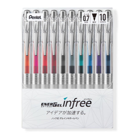 Energel Infree Gel Ink Ballpoint Pen 10 Color Set / Pentel - bungu