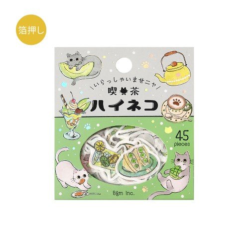 Flake Stickers Foil Stamped Welcome Meow! Cafe Kuroneko Series / BGM - bungu