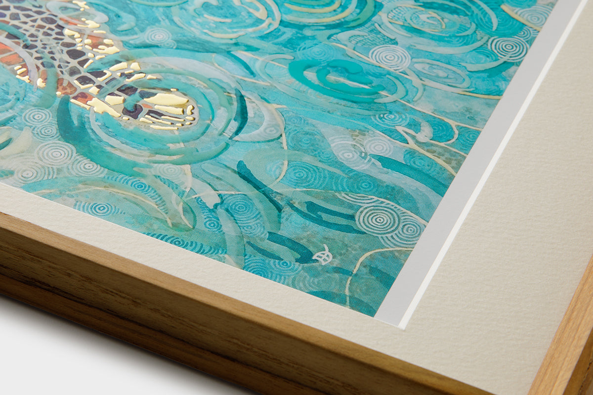 [Limited] Art Touch Yuko Kurihara A3 Art Poster with Teak Frame / TOUCH & FLOW