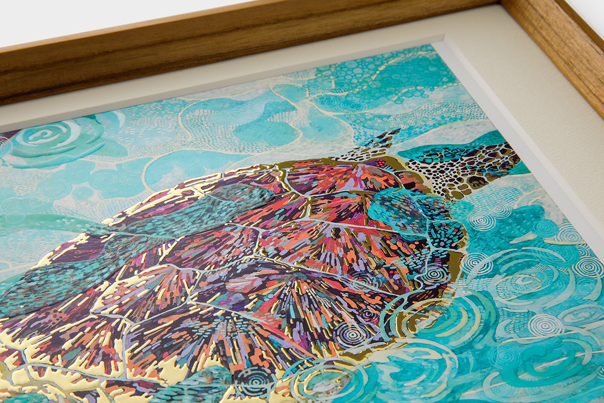 [Limited] Art Touch Yuko Kurihara A3 Art Poster with Teak Frame / TOUCH & FLOW