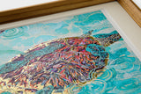 [Limited] Art Touch Yuko Kurihara A3 Art Poster with Teak Frame / TOUCH & FLOW