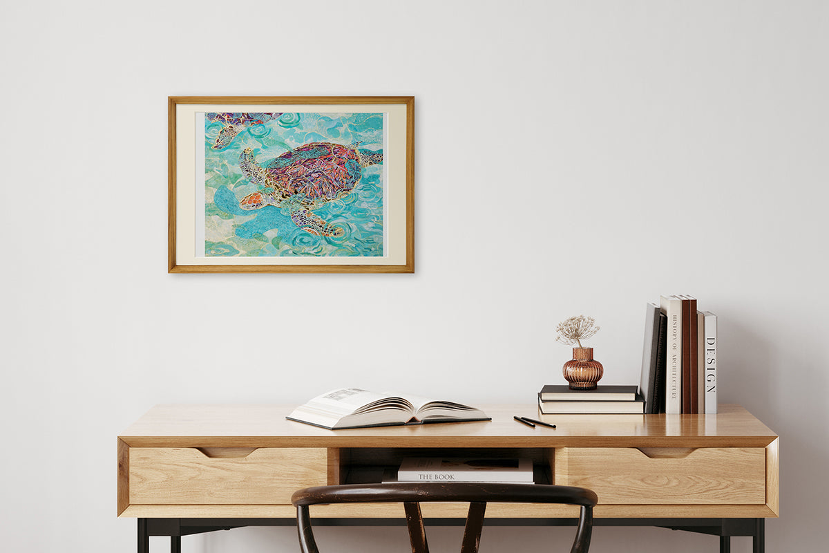 [Limited] Art Touch Yuko Kurihara A3 Art Poster with Teak Frame / TOUCH & FLOW