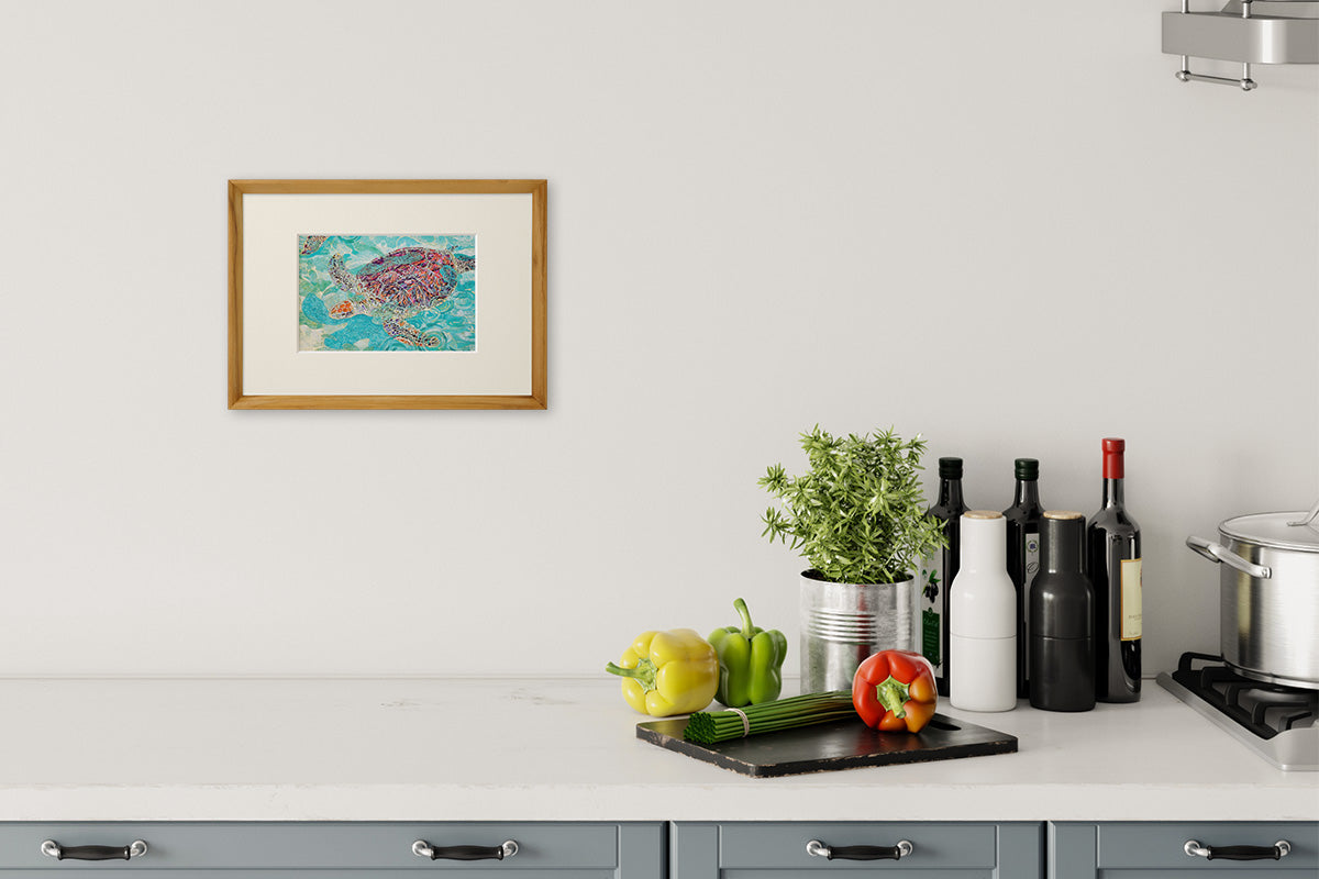 [Limited] Art Touch Yuko Kurihara A4 Art Poster with Teak Frame / TOUCH & FLOW