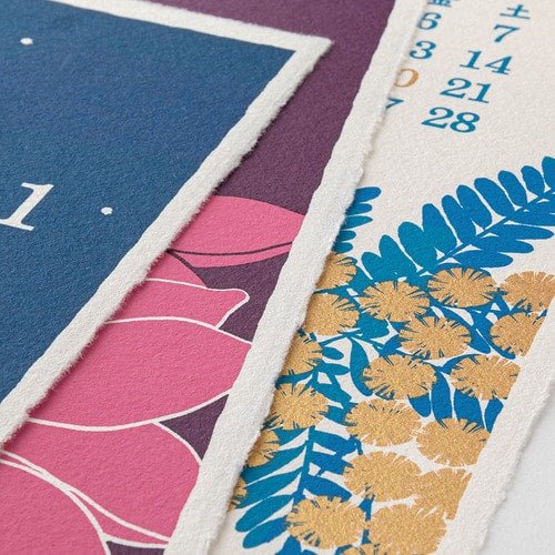 Floral Echizen Washi Paper Calendar 2026 / Midori DESIGNPHIL - bungu