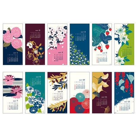 Floral Echizen Washi Paper Wall Calendar 2027 / MIDORI - bungu