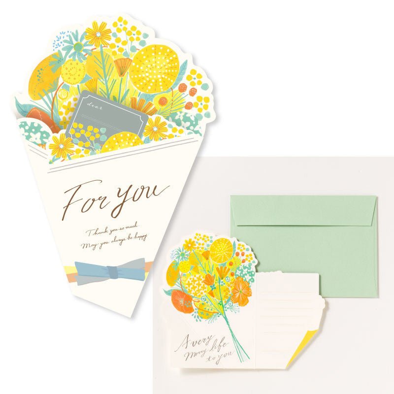 Flower Bouquet Message Card with Envelope / IROHA PUBLISHING - bungu