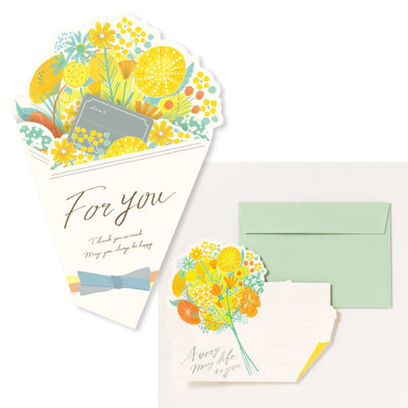 Flower Bouquet Message Card with Envelope / IROHA PUBLISHING - bungu